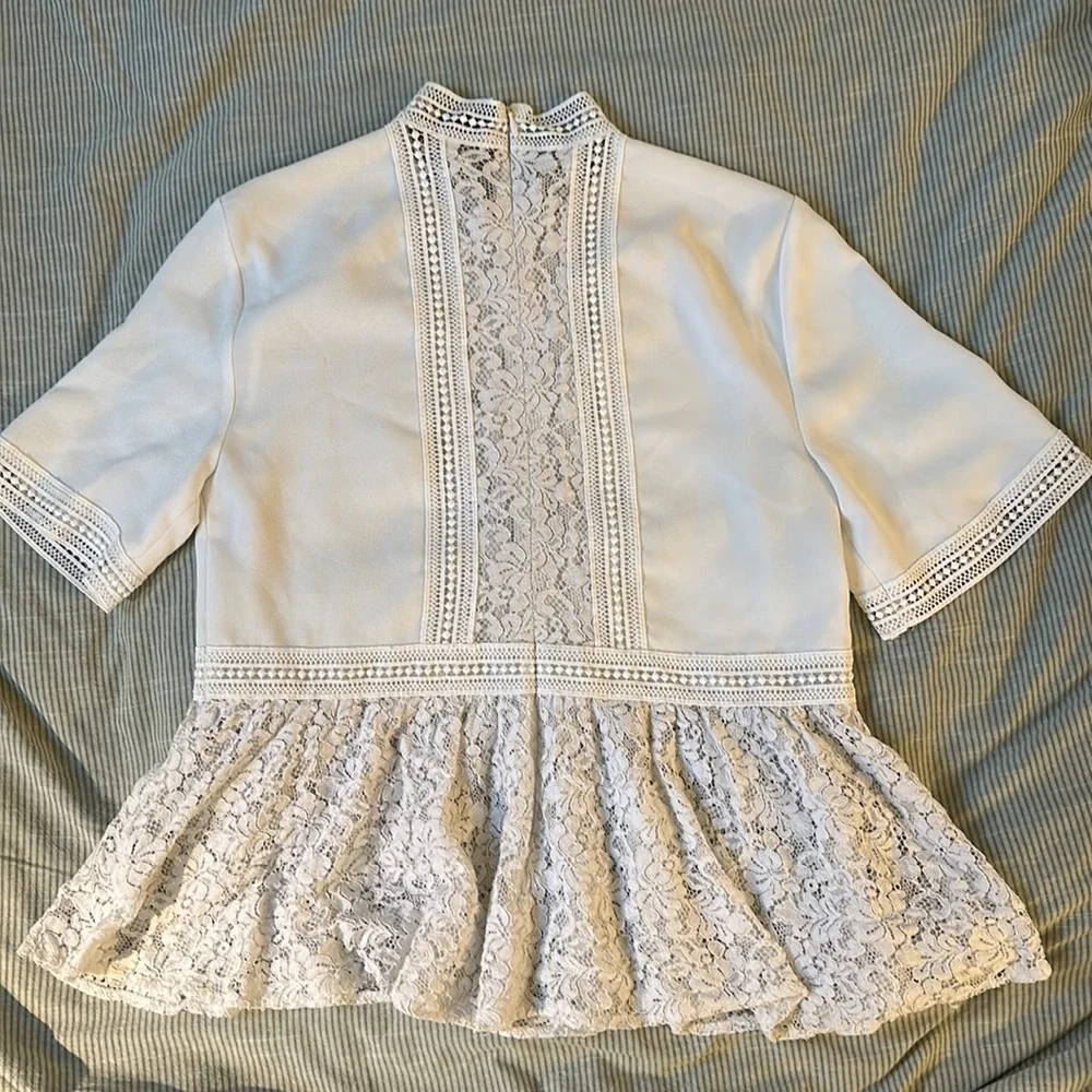 Zara lace high collar peplum style top - Picture 2 of 2
